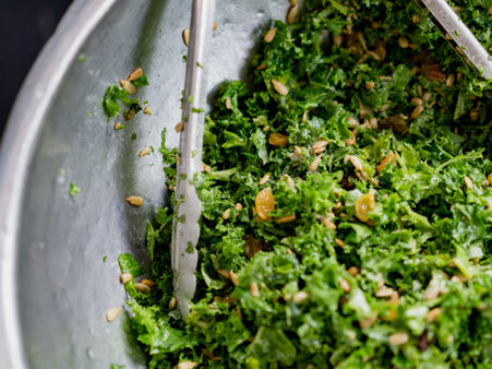 #2 Kale with Salmon, Sweet Potatoes, Avocado