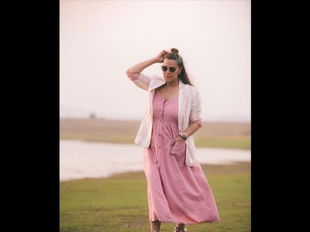 Pink Shirt Dress With Blazer