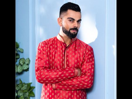 Virat Kohli In A Red Kurta