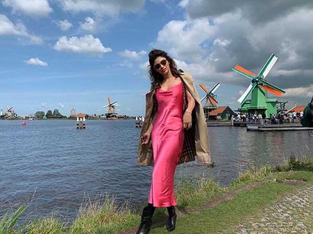 Mouni Roy In A Satin Dress And Jacket Mouni Roy In A Satin Dress And Jacket