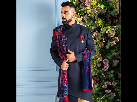 Virat Kohli In A Navy Blue Kurta