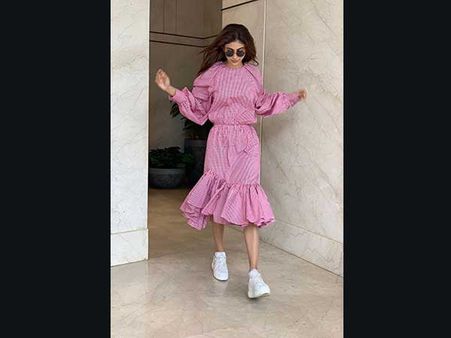 Mouni Roy In Prina Ghingham Dress Mouni Roy In Prina Ghingham Dress