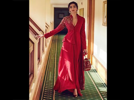 Sonam Kapoor Ahuja In A Bandhgala Sari