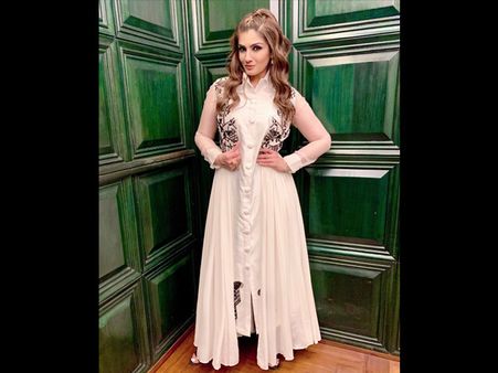 Raveena Tandon’s Shirt Kurti With Long Jacket