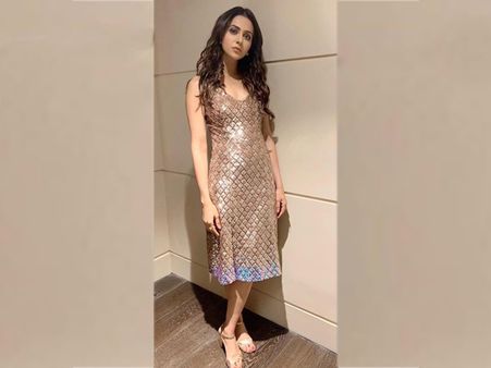 Rakul Preet Singh In A Golden Dress