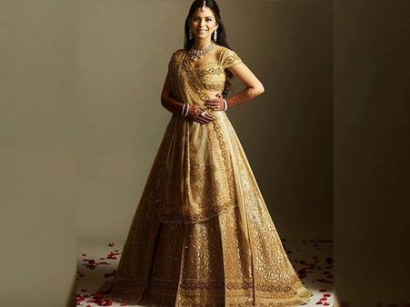 Isha Ambani In An Embellished Golden Lehenga