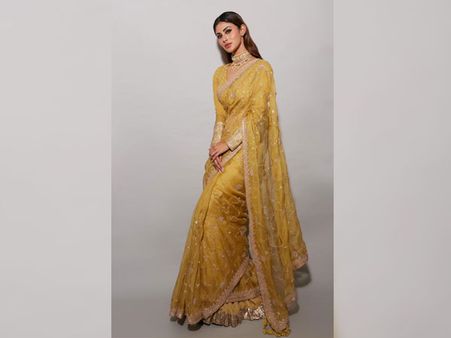 Mouni Roy In A Mustard Yellow Sari