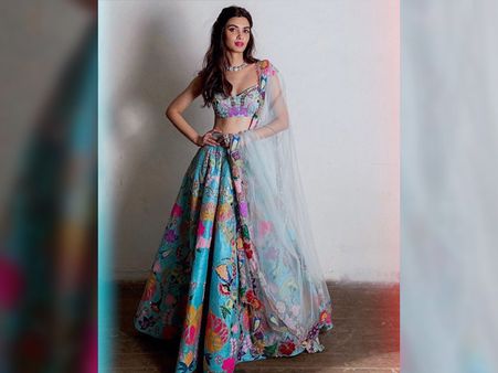 Diana Penty In A Sky Blue Embellished Lehenga