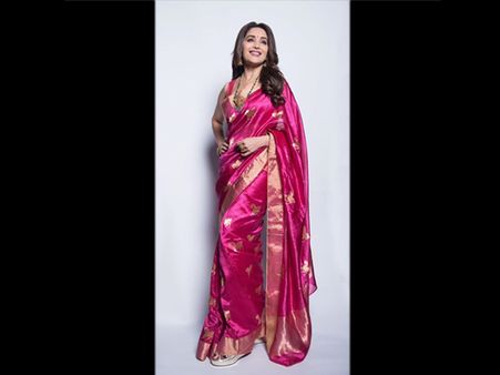 Madhuri Dixit Nene In A Hot Pink Silk Sari Madhuri Dixit Nene In A Hot Pink Silk Sari