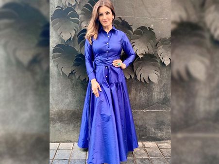 Raveena Tandon’s Royal Blue Shirt And Skirt