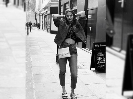 Saiee M Manjrekar In Crop Top, Jeans And Jacket