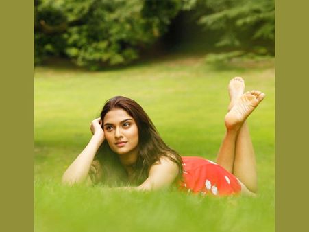 Saiee M Manjrekar In A Red Floral Dress