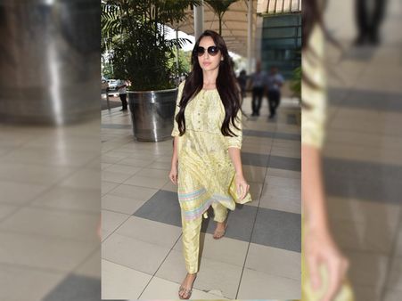 Nora Fatehi In A Yellow Ethnic Suit Nora Fatehi In A Yellow Ethnic Suit