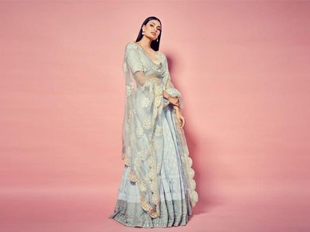 Athiya Shetty In A Light-Blue Lehenga