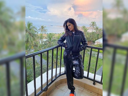 Genelia Deshmukh In Blue Jacket And Shimmery Bottoms