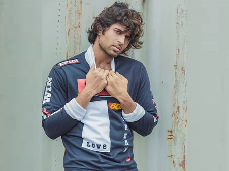 Vijay Deverakonda In A Dark Blue Sweatshirt