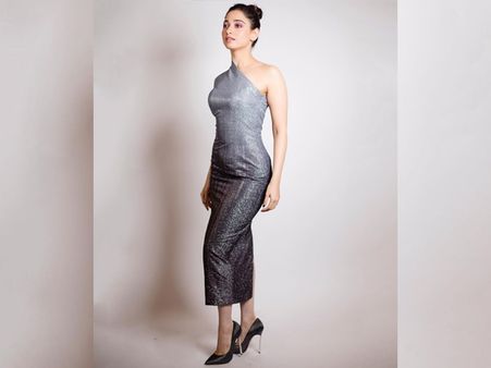 Tamannaah Bhatia In A Silver Sheath Dress