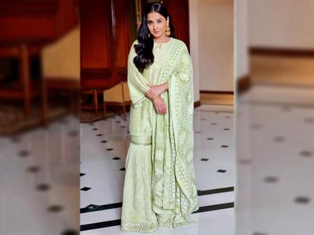 Vidya Balan In A Light Green Sharara Set