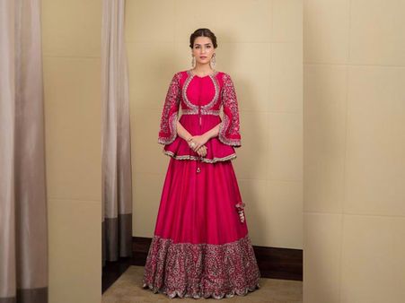Kriti Sanon In A Rani Pink Lehenga Set