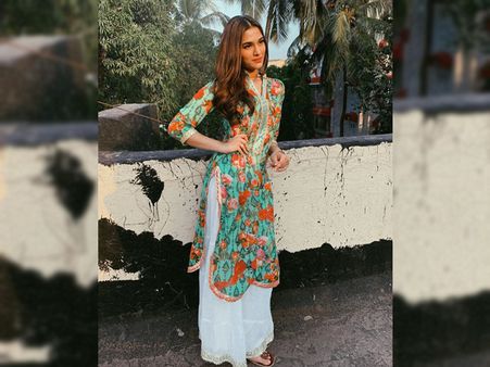 Floral Green Kurti And Palazzo Pants