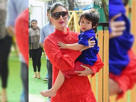 Taimur Ali Khan In A Blue Tee And Red Shorts