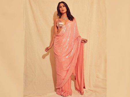 Kareena Kapoor Khan In A Shimmering Pink Sari