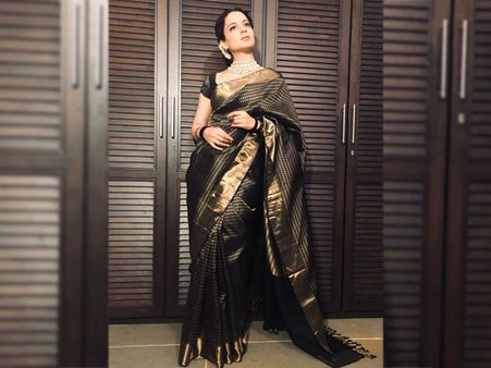 Kangana Ranaut's Black Silk Sari