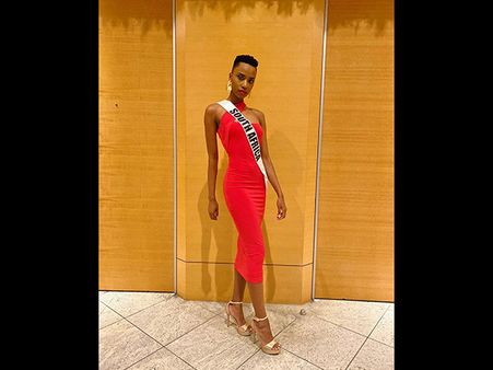 Zozibini Tunzi In A Red Dress