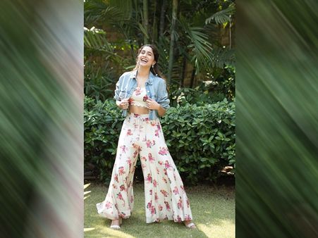 Sharvari In Printed Separates And Denim Jacket