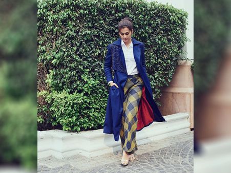 Taapsee Pannu In A Checkered Pants-Blue Jacket