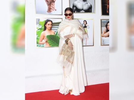 Rekha In A White Silk Sari