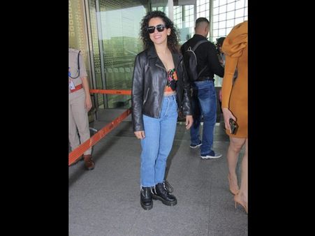 Sanya Malhotra In A Leather Jacket And Denims