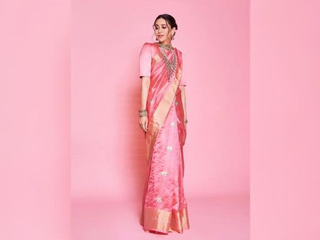 Karisma Kapoor’s Pink Silk Sari