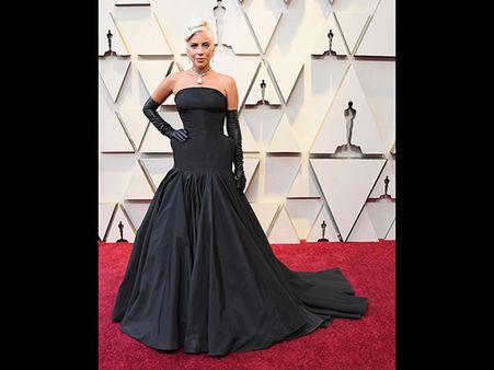 Lady Gaga In A Black Gown And $30 Million Necklace