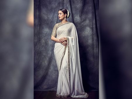Surveen Chawla’s Ivory Sari