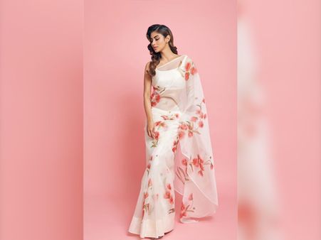 Mouni Roy In A White Floral Saree
