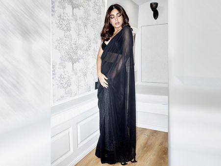 Bhumi Pednekar In A Shimmering Black Saree