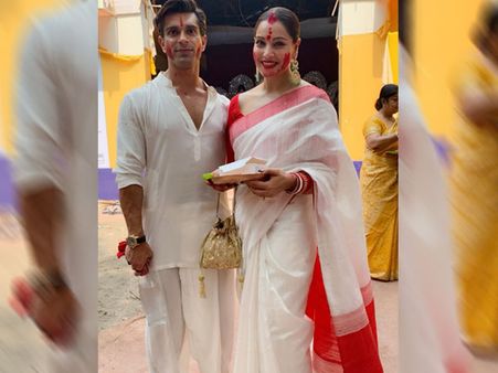 Karan Singh Grover and Bipasha Basu In White Ethnic Attire Karan Singh Grover and Bipasha Basu In White Ethnic Attire