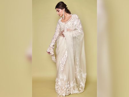 Sonam Kapoor Ahuja In A White Floral Saree