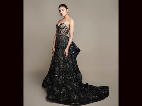 Alia Bhatt In A Corset-Detailed Black Gown