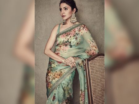 Anushka Sharma In A Mint-Green Floral Saree