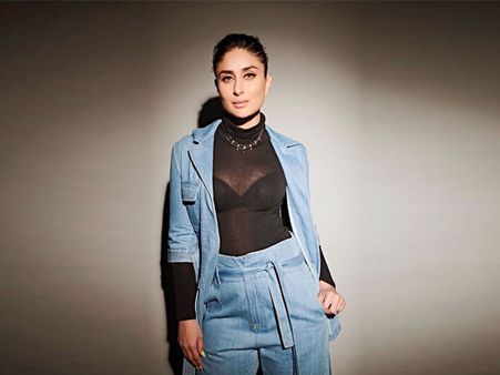 Kareena Kapoor Khan In A Black Top With Denim Jacket & Pants