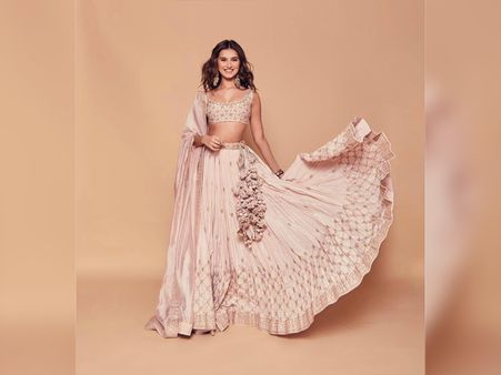 Tara Sutaria In A Blush Pink Lehenga