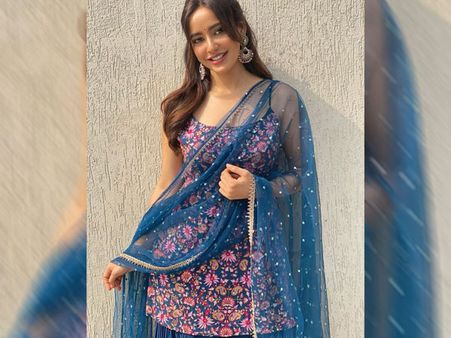 Neha Sharma In A Blue Sharara Set