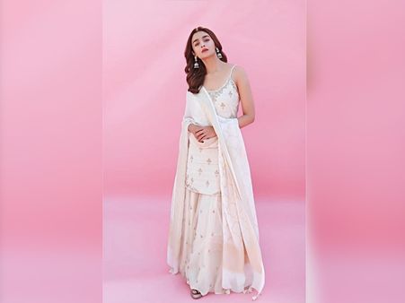 Alia Bhatt In A White Sharara Suit