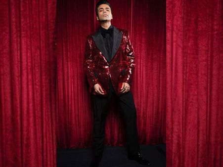 Karan Johar In A Sequin Red Blazer