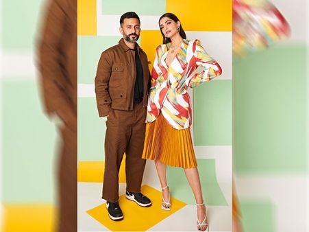 Sonam Kapoor In Blazer-Skirt & Anand Ahuja In Pantsuit