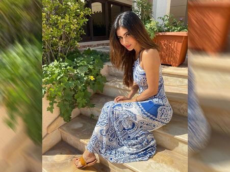 Mouni Roy In A Blue Printed Ensemble