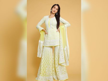Nora Fatehi In A Dual-Toned Sharara Suit