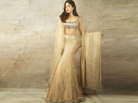 Janhvi Kapoor In A Silver-Golden Lehenga